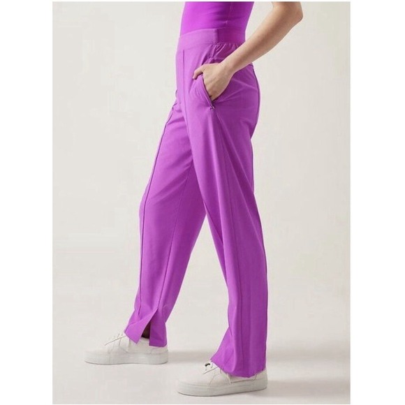 Athleta Brooklyn Heights Vienna Pull On High Rise Pants Size 12 Jazz Purple EUC - Picture 3 of 16